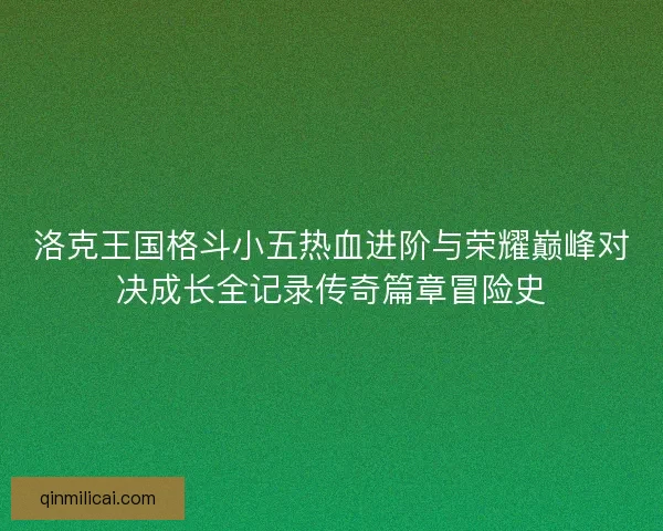 洛克王国格斗小五热血进阶与荣耀巅峰对决成长全记录传奇篇章冒险史
